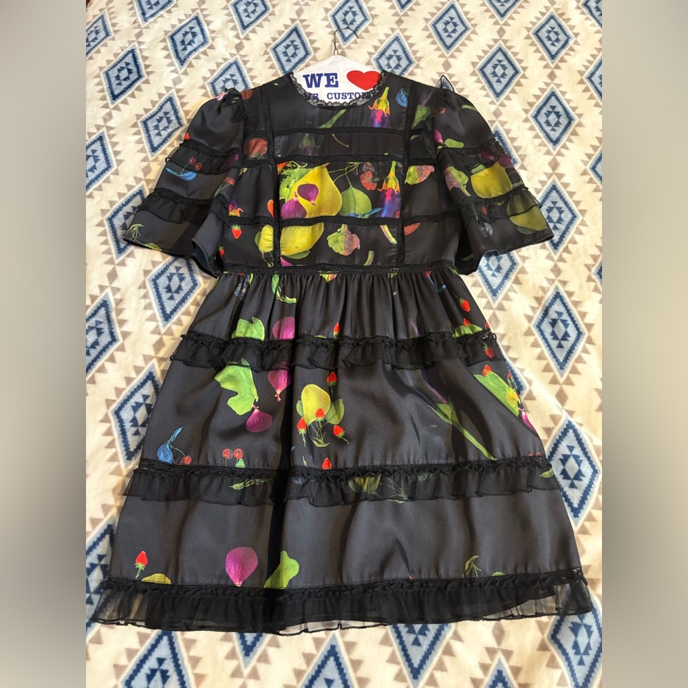 Cynthia Rowley Floral Sheer Black Dress